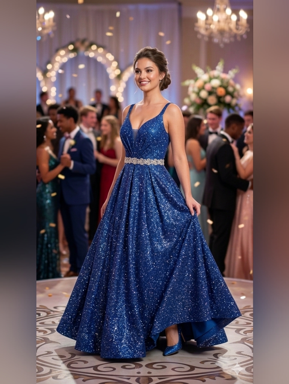 Coya Collection Sparkle Midnight Stardust Glitter Blue Ballgown Size M